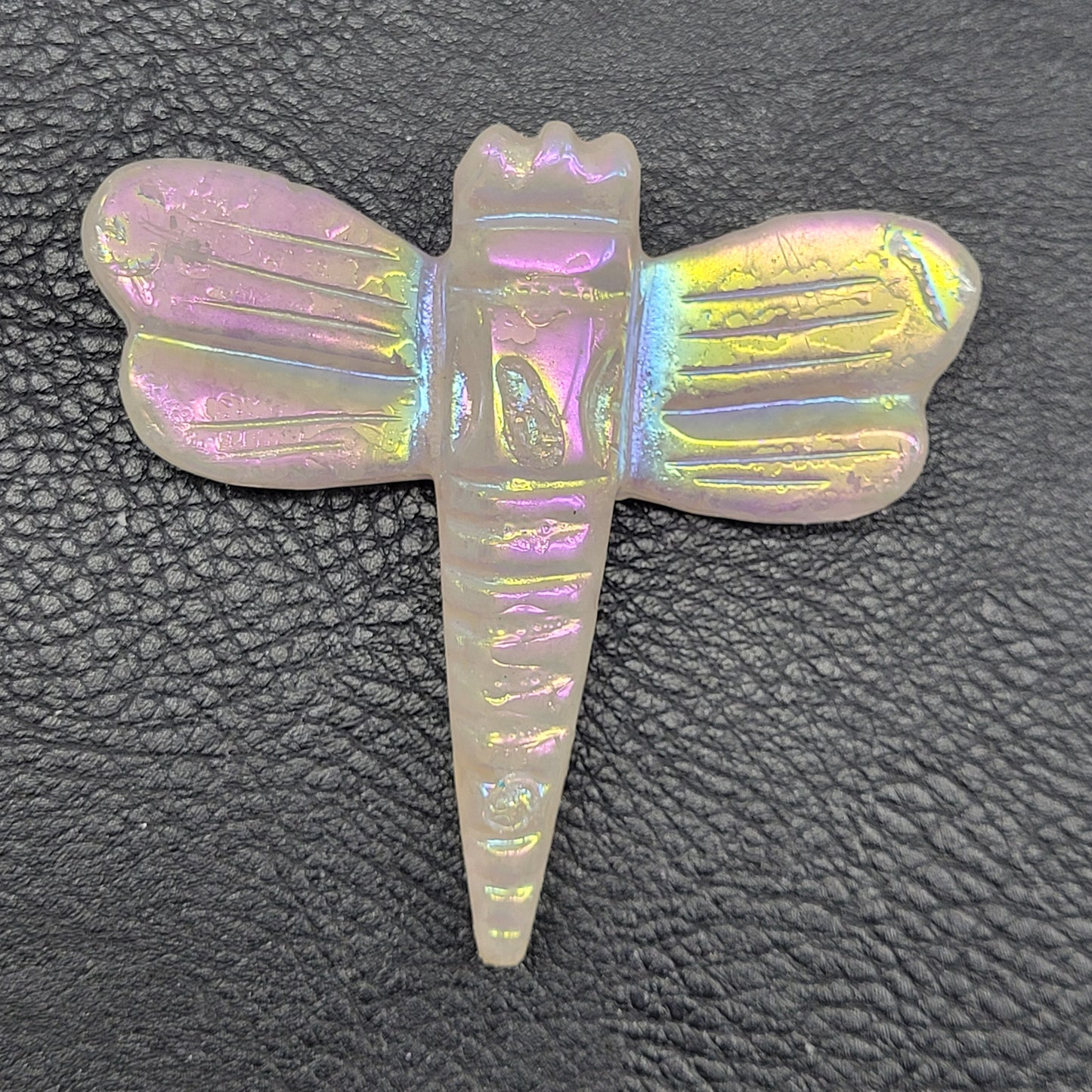 Large dragonfly carvings - Aura Clear Quartz