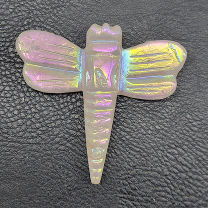 Large dragonfly carvings - Aura Clear Quartz