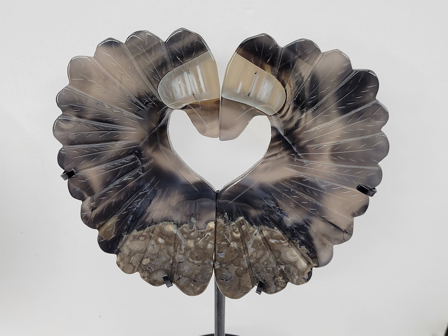 Volcano Agate heart wings