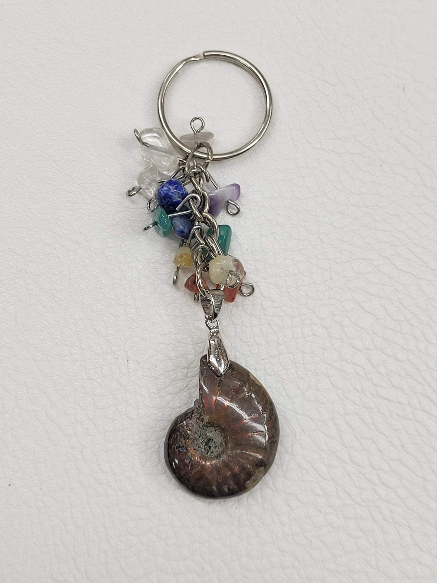 Keychain - Ammonite w/ Chakra chips