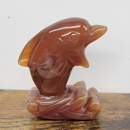 Carnelian dolphin carvings