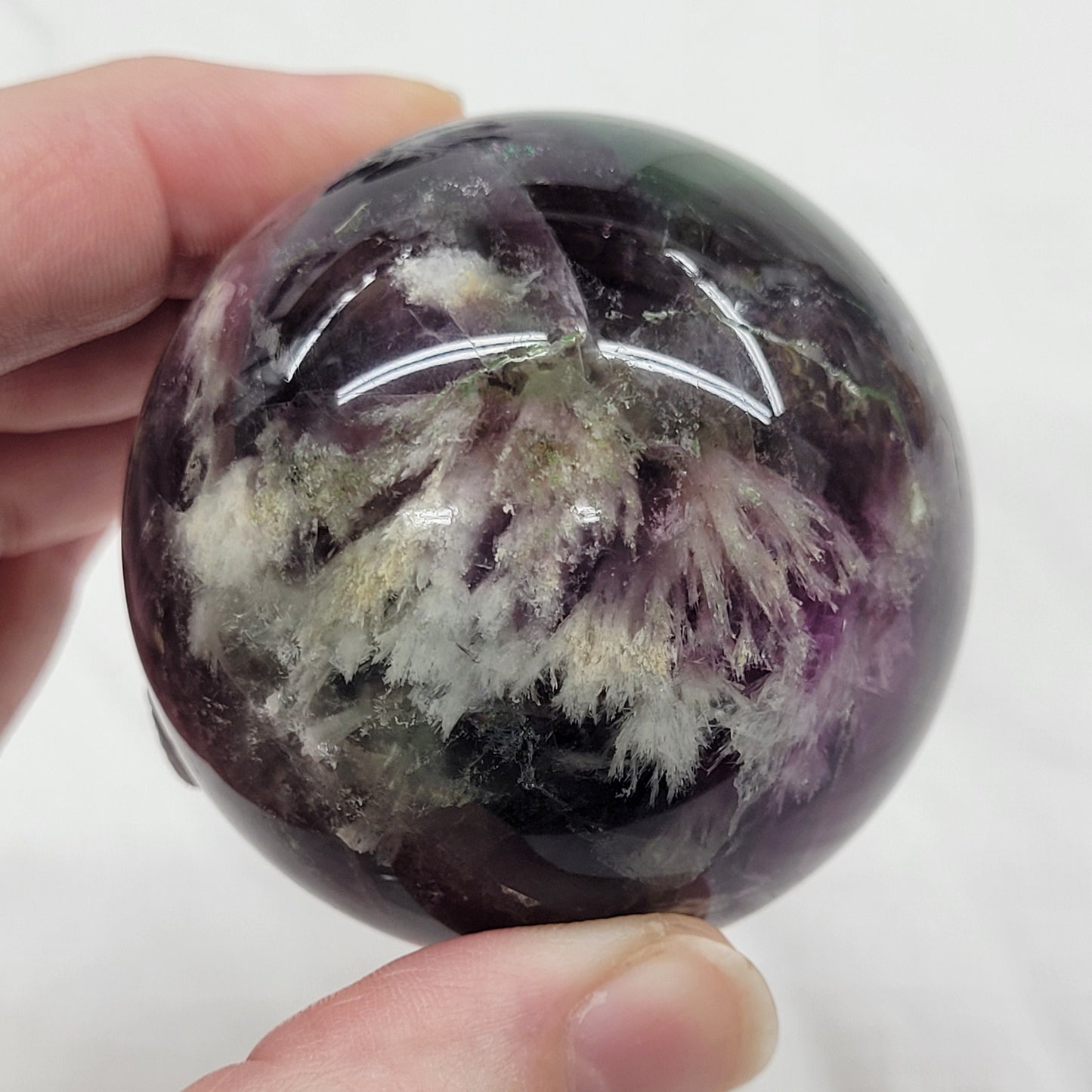 Feather Fluorite sphere