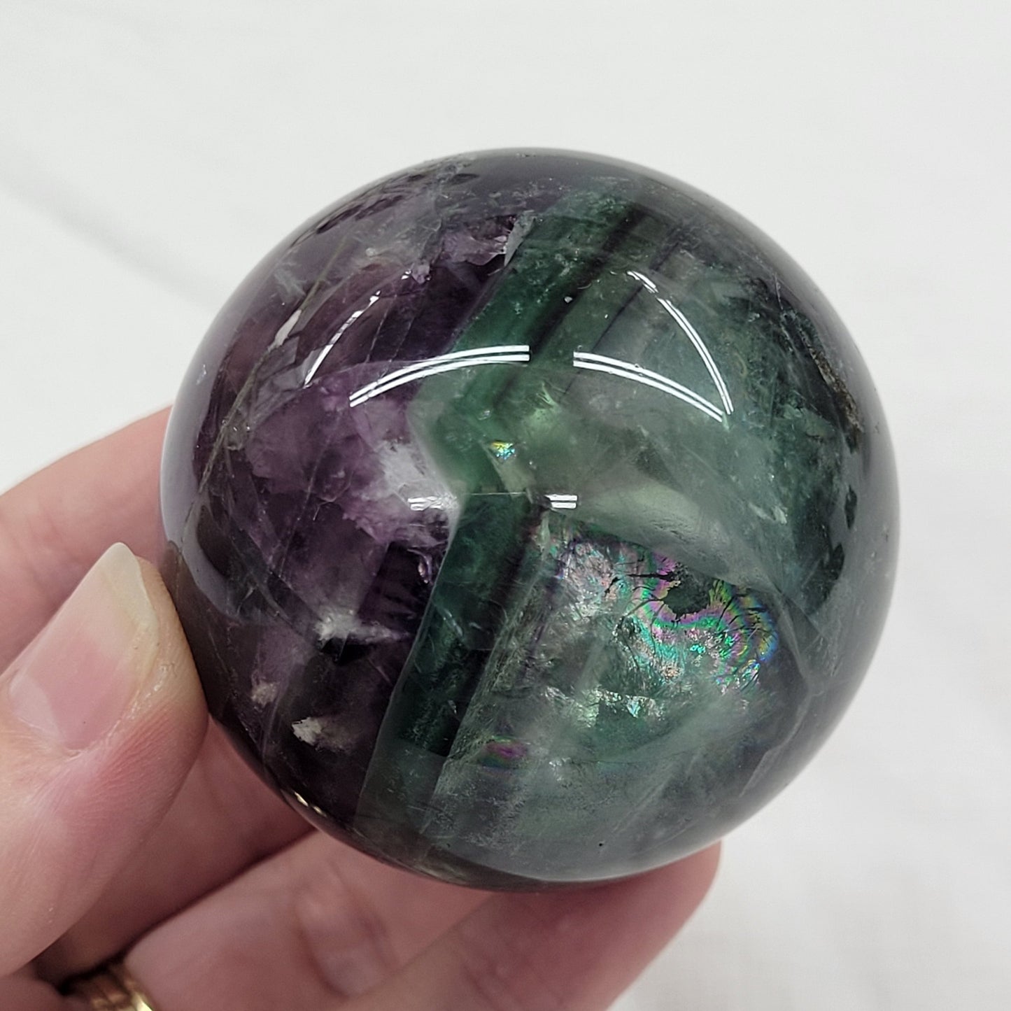 Feather Fluorite sphere