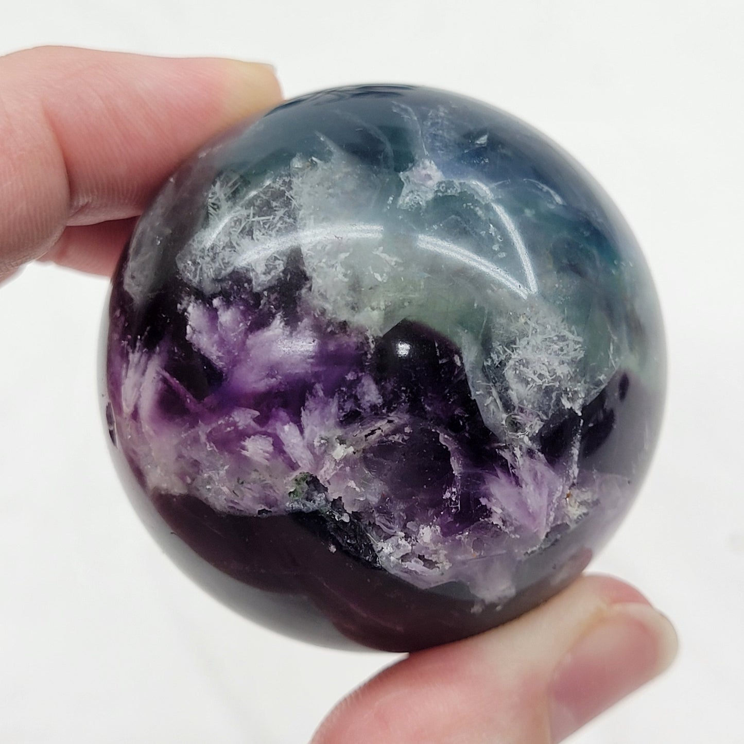 Feather Fluorite sphere