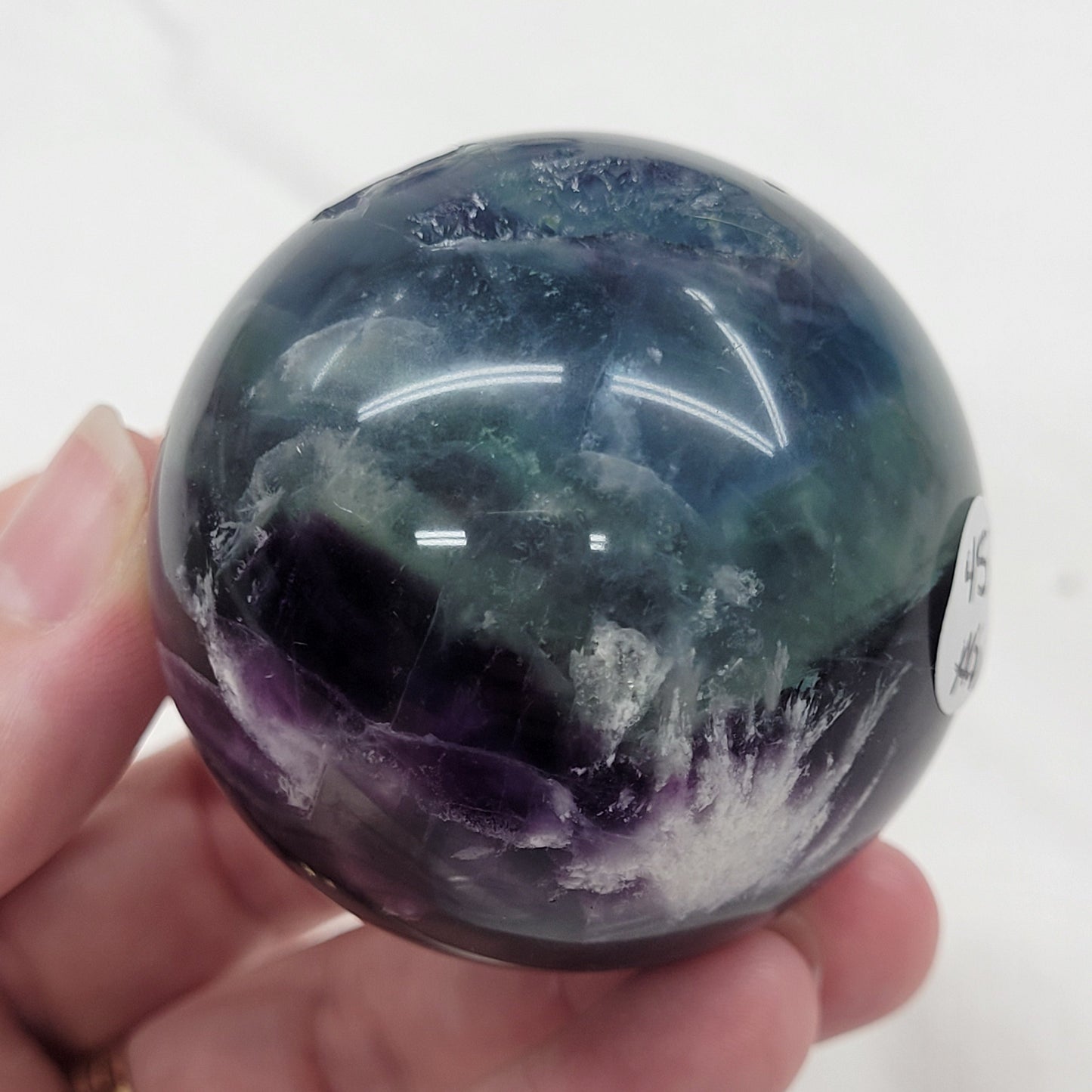 Feather Fluorite sphere