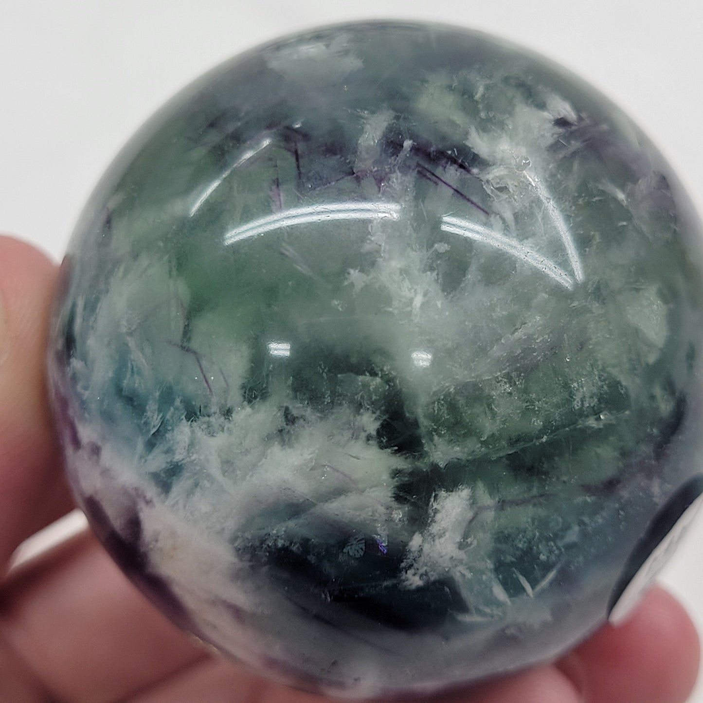 Feather Fluorite sphere