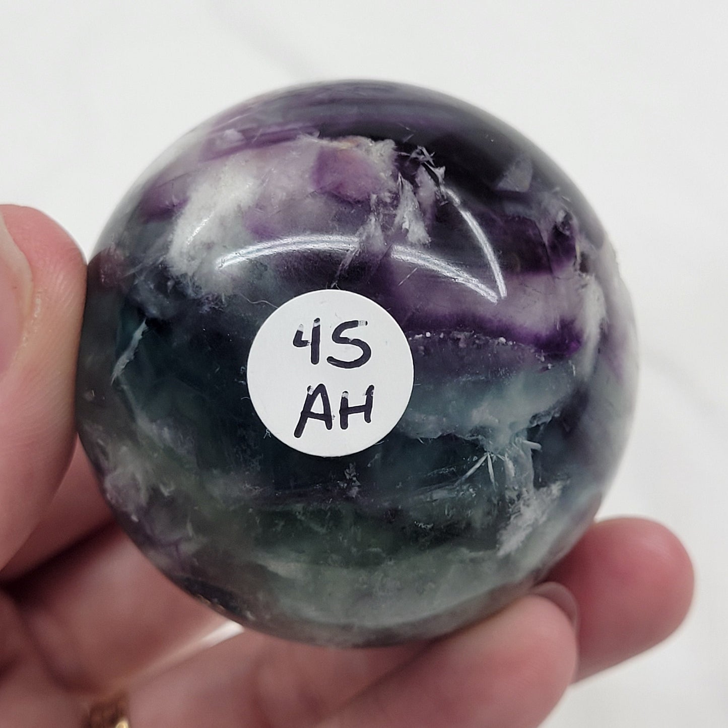 Feather Fluorite sphere