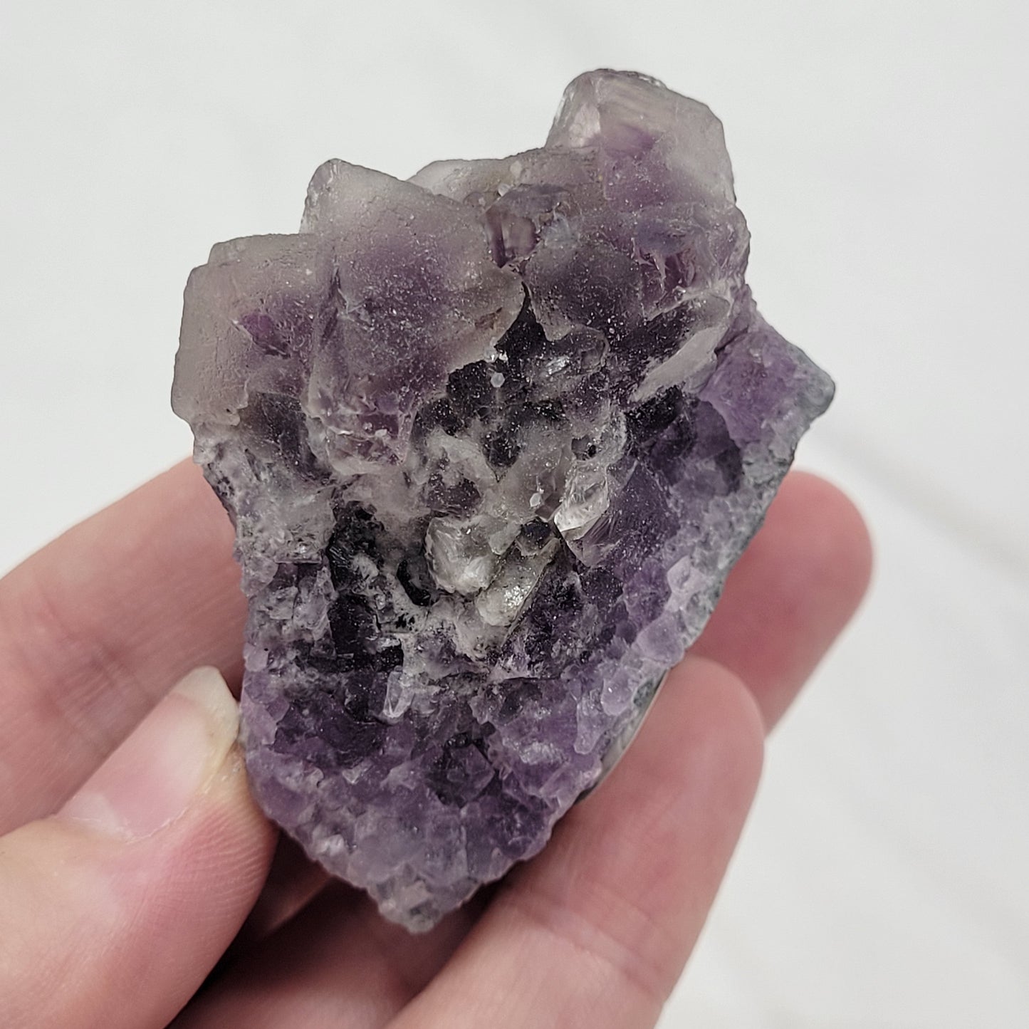 Purple Octahedral fluorite specimen