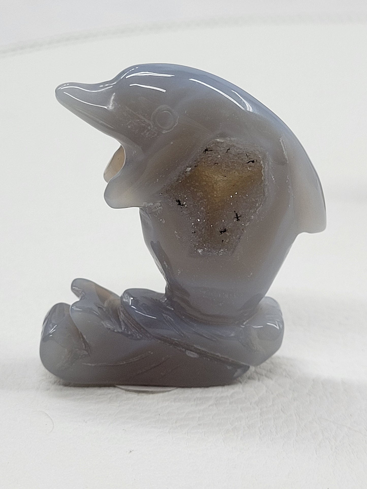 Agate dolphin carving