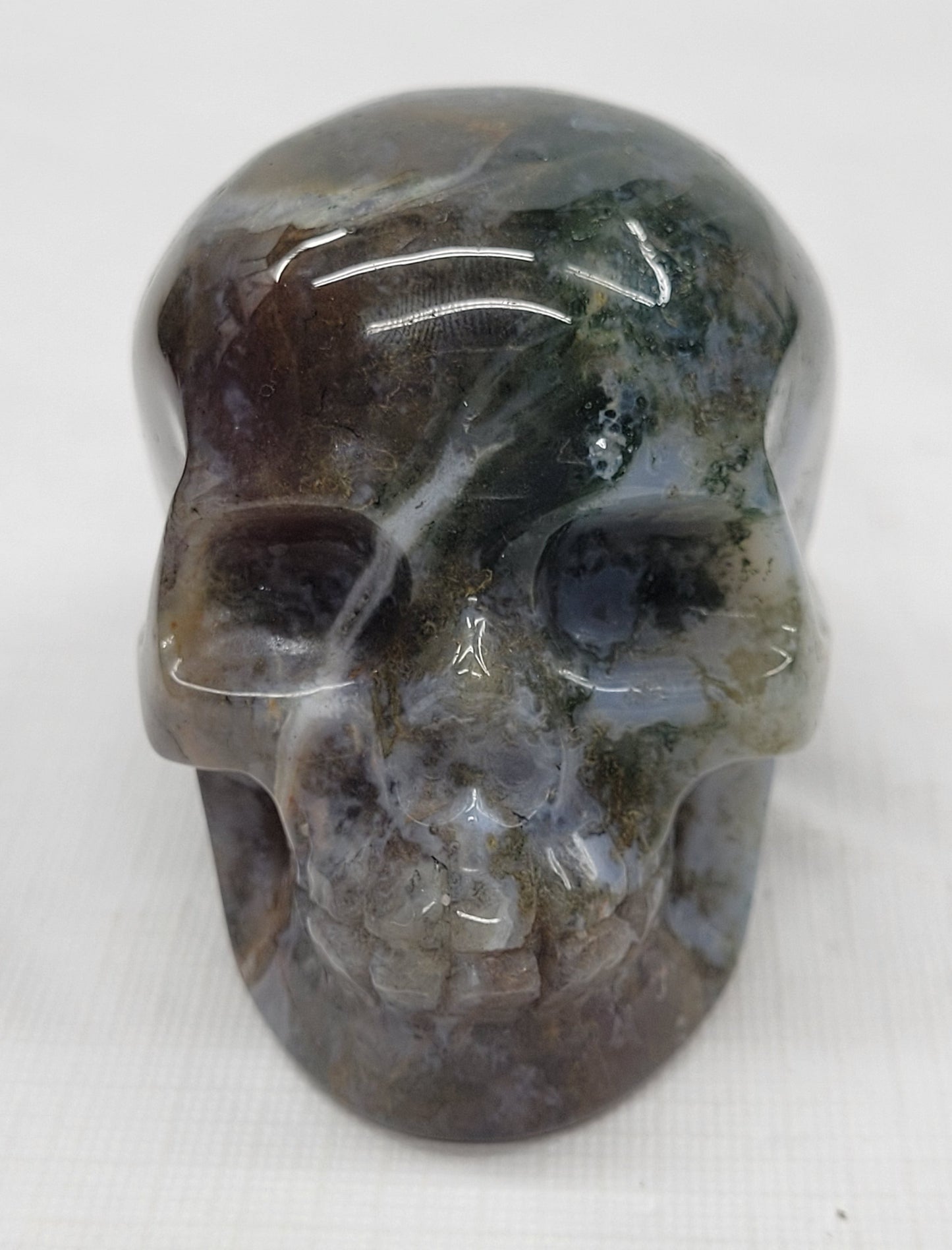 Skull large - Moss Agate