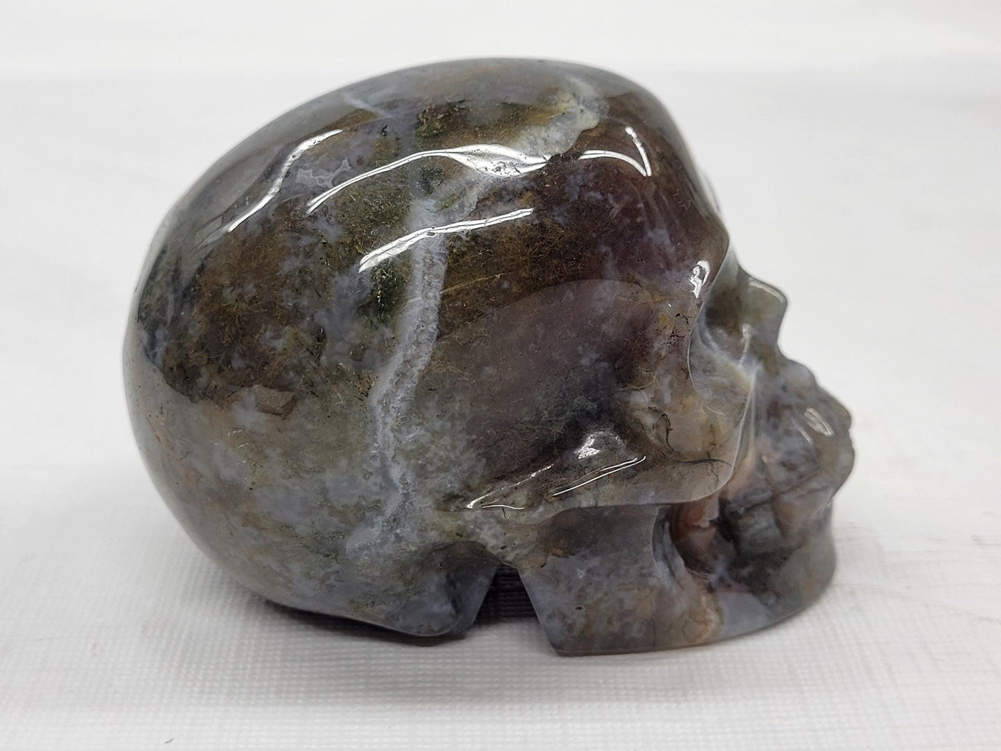 Skull large - Moss Agate