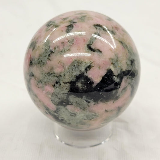 Pink Opal w/ Green Tourmaline sphere