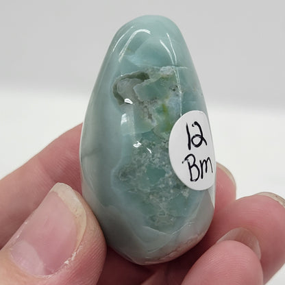 Green Flower Agate teardrop carving