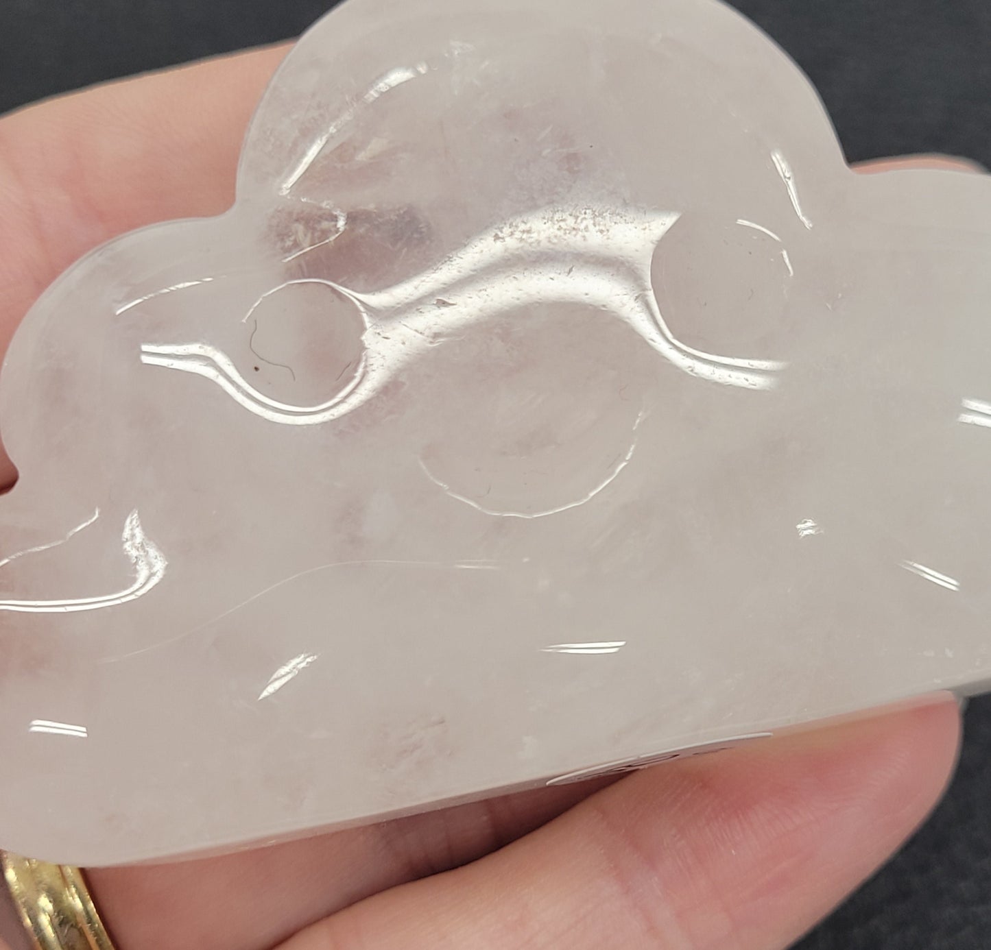 Clear Quartz happy cloud carving