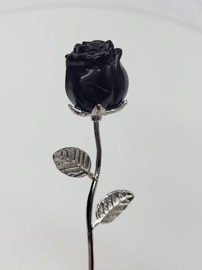 Crystal rose on silver stem