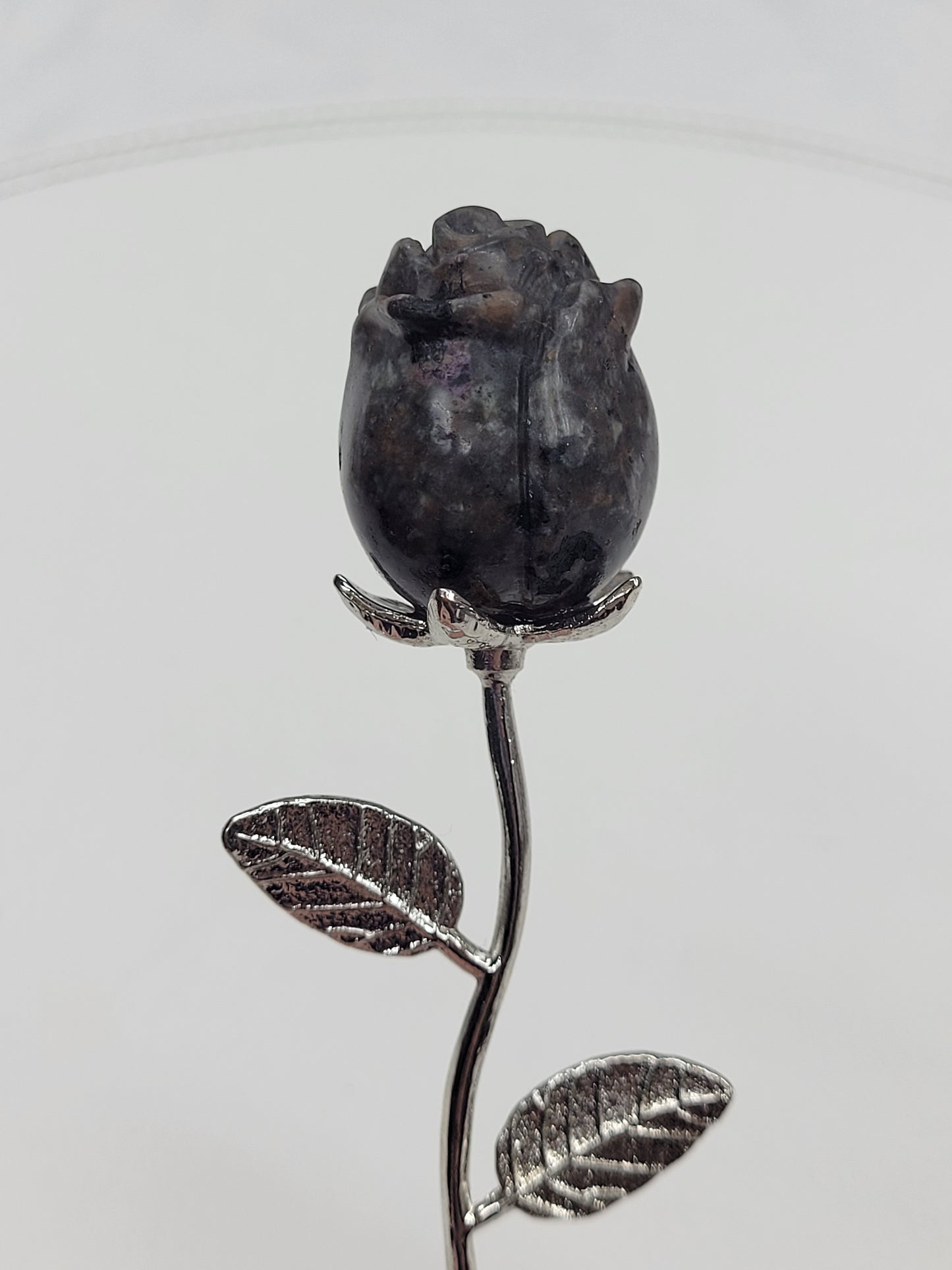 Crystal rose on silver stem