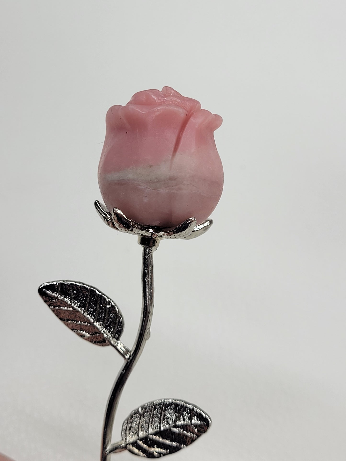 Crystal rose on silver stem