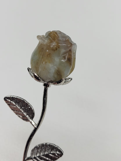 Crystal rose on silver stem