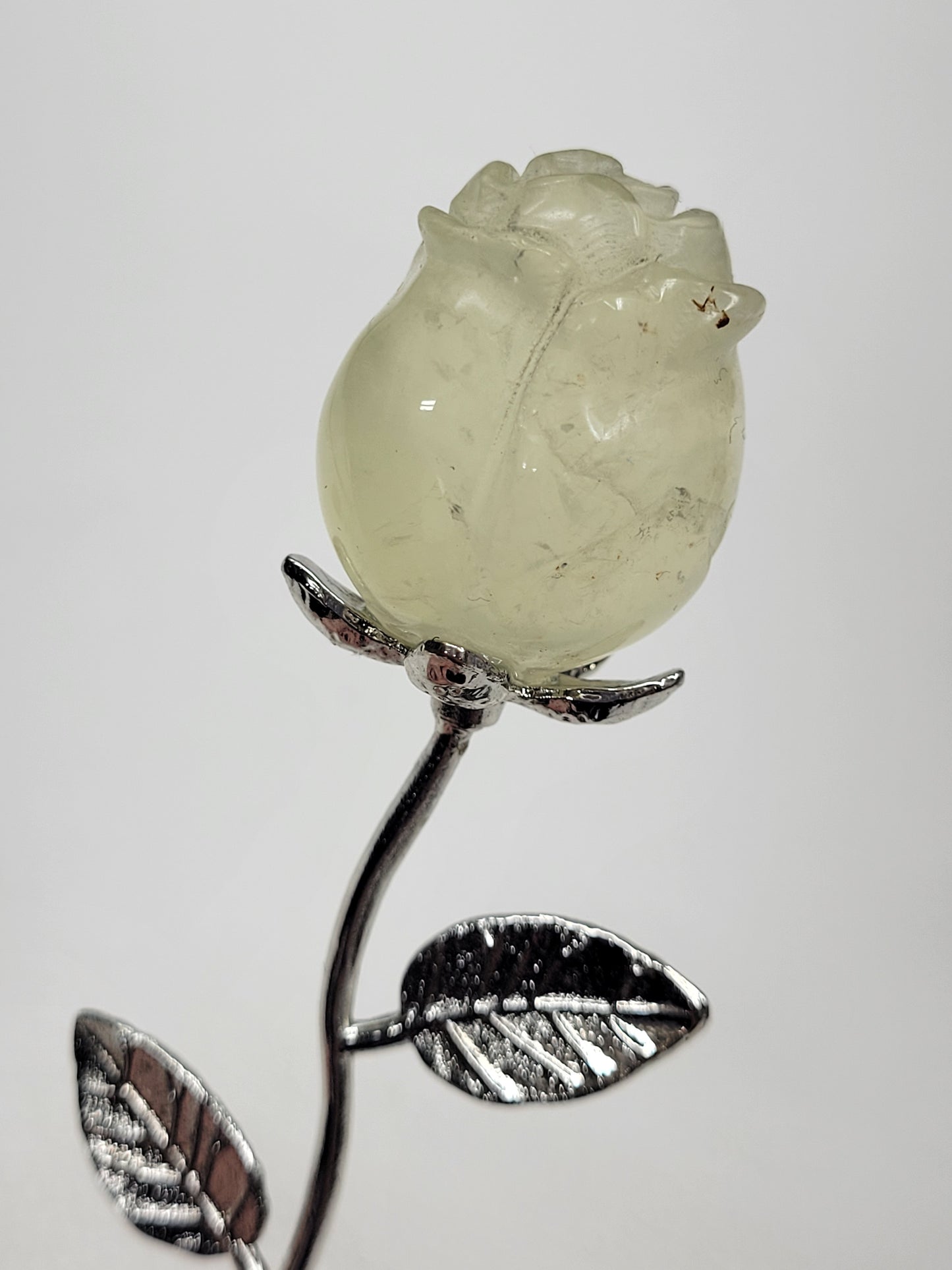 Crystal rose on silver stem