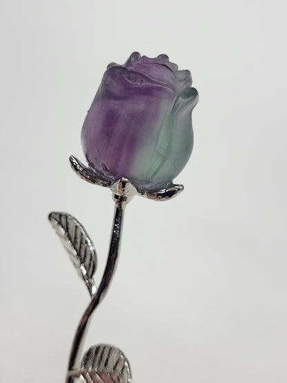 Crystal rose on silver stem