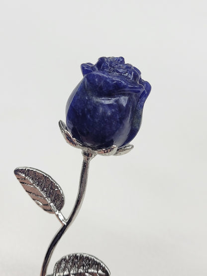 Crystal rose on silver stem