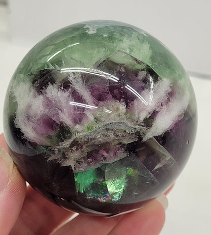 Feather Fluorite sphere