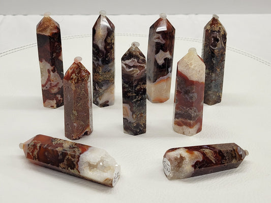 Red Moss Agate tower