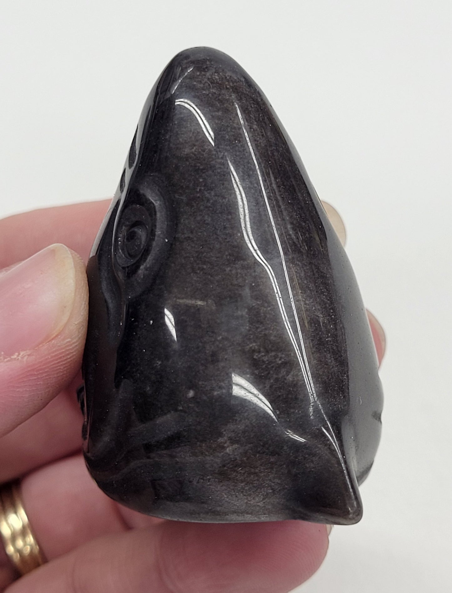 Silver Obsidian shark head