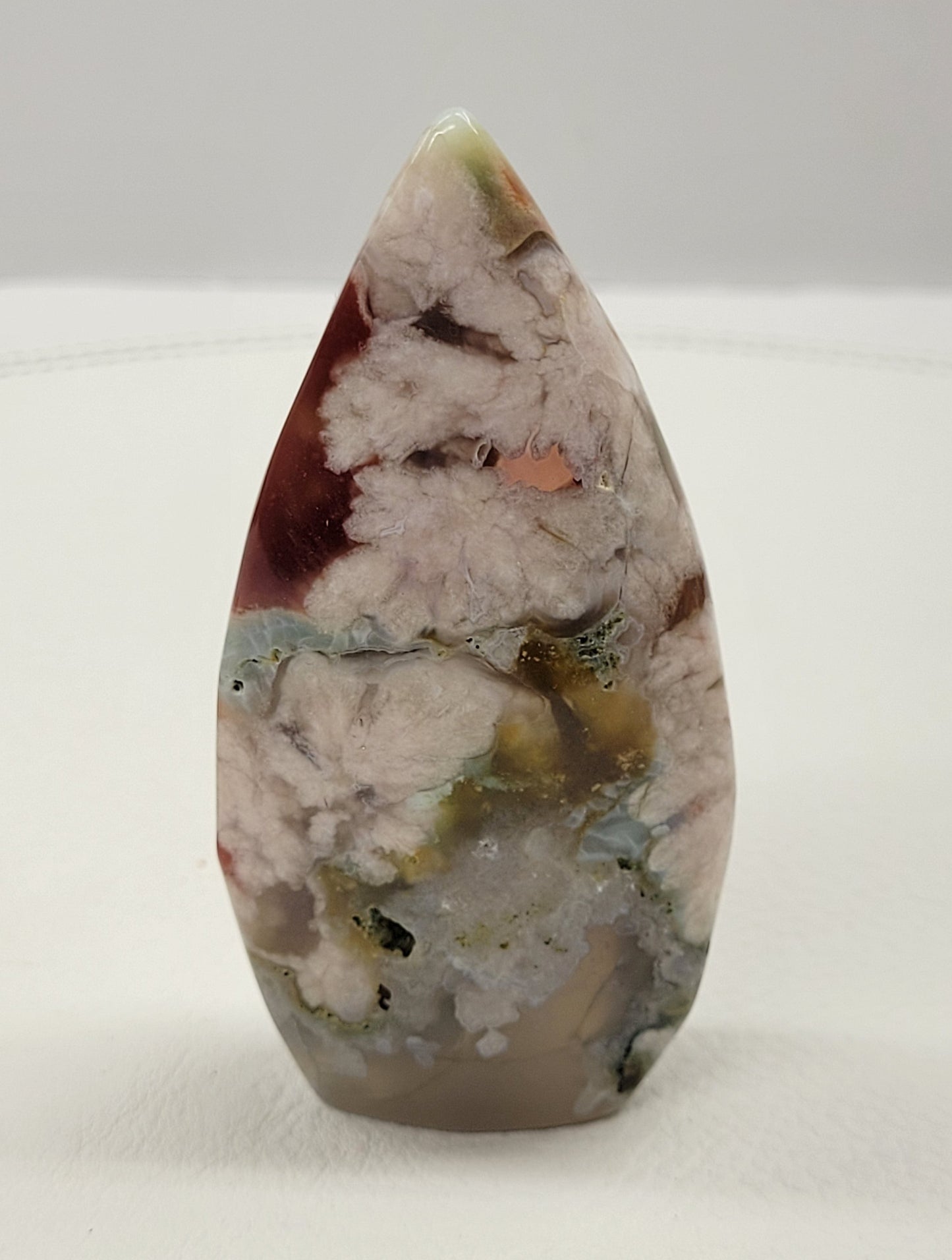 Green Flower Agate teardrop flame