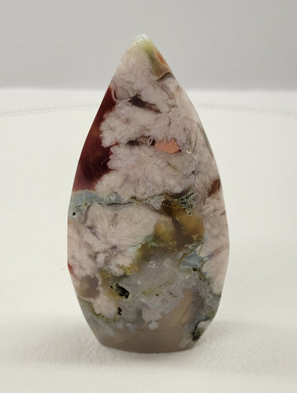 Green Flower Agate teardrop flame