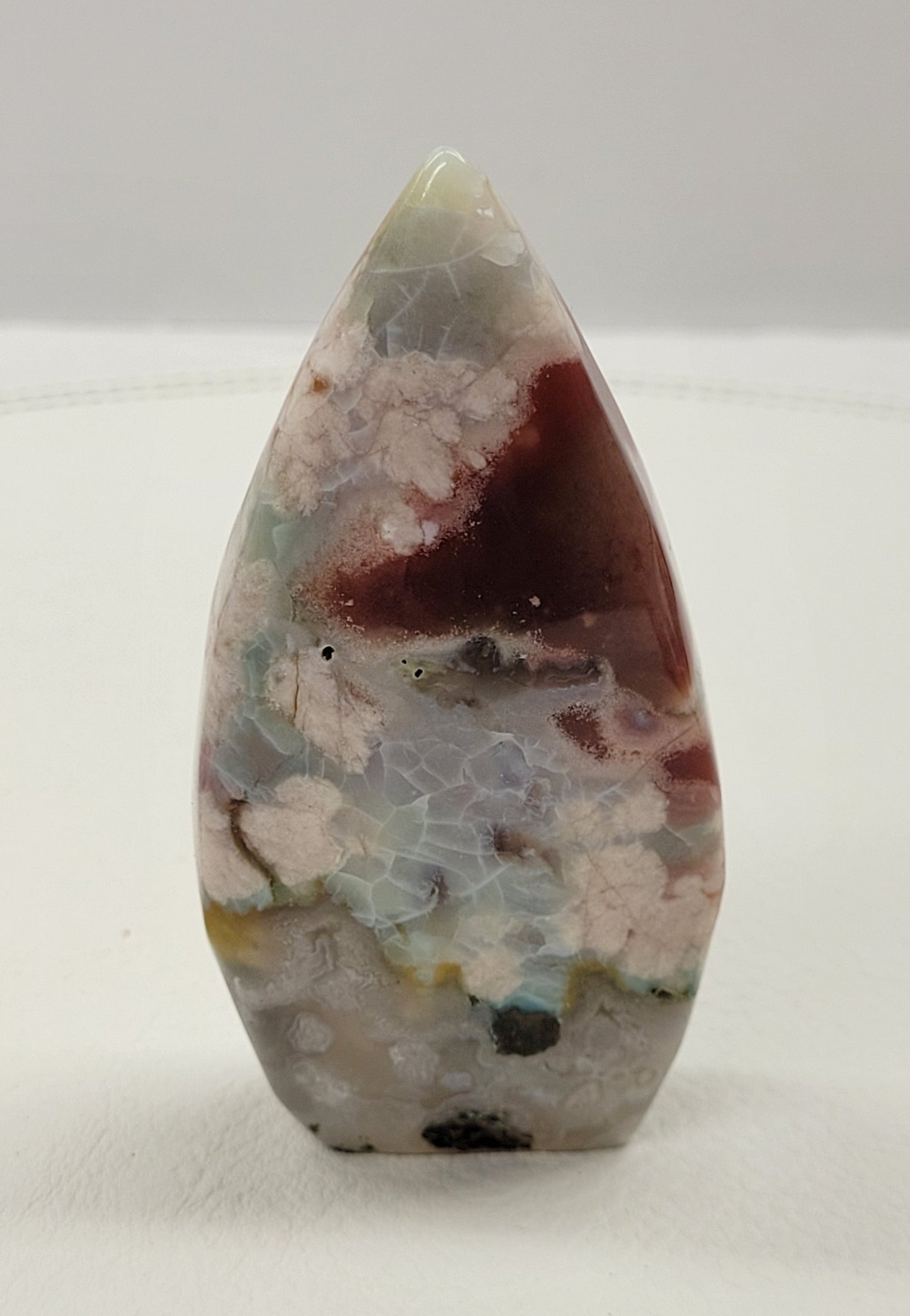 Green Flower Agate teardrop flame