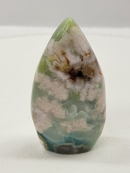 Green Flower Agate teardrop flame