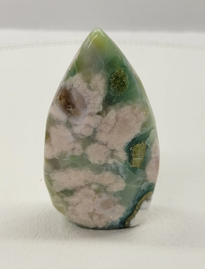 Green Flower Agate teardrop flame