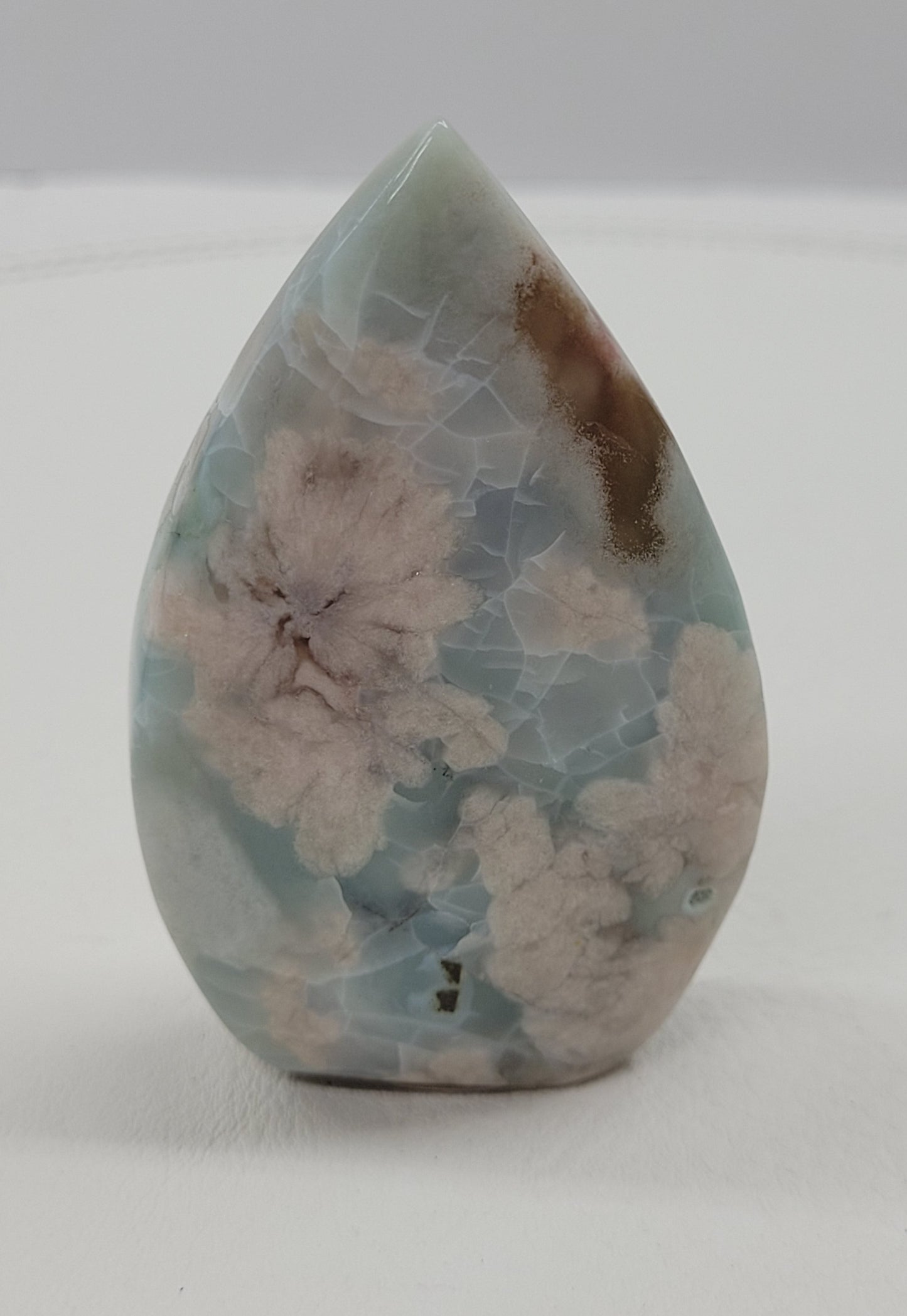 Green Flower Agate teardrop flame