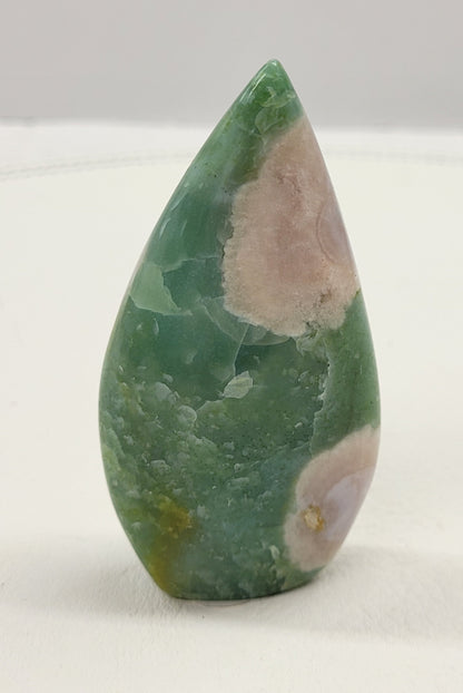 Green Flower Agate teardrop flame