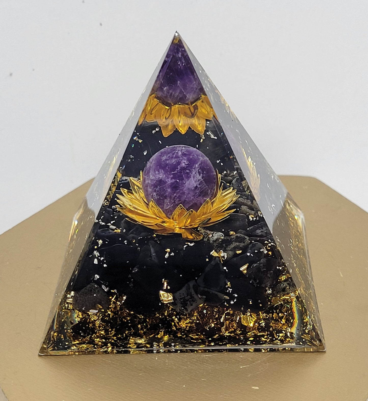 Resin pyramid w/ crystal chips