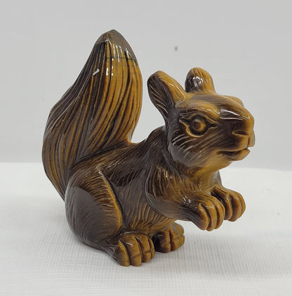 Tiger's Eye squirrel carving