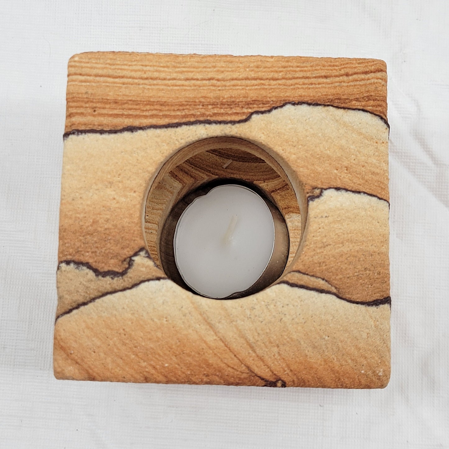 Cube candle holder - Picture Sandstone (Arizona Sierra)