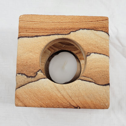 Cube candle holder - Picture Sandstone (Arizona Sierra)