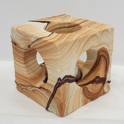 Cube candle holder - Picture Sandstone (Arizona Sierra)