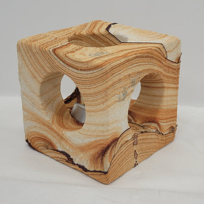 Cube candle holder - Picture Sandstone (Arizona Sierra)