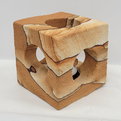 Cube candle holder - Picture Sandstone (Arizona Sierra)