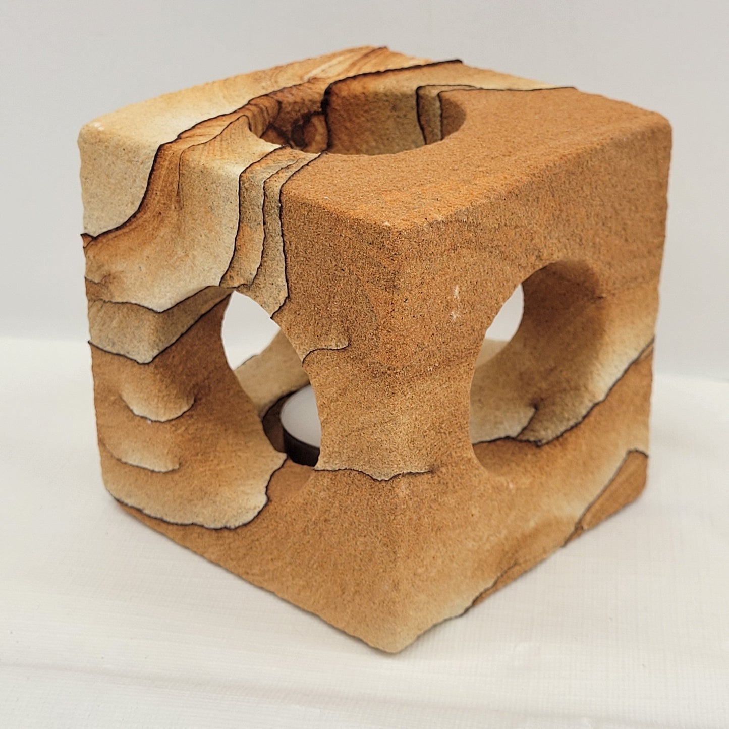 Cube candle holder - Picture Sandstone (Arizona Sierra)