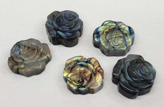 Labradorite rose carving