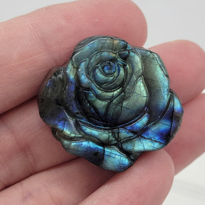 Labradorite rose carving