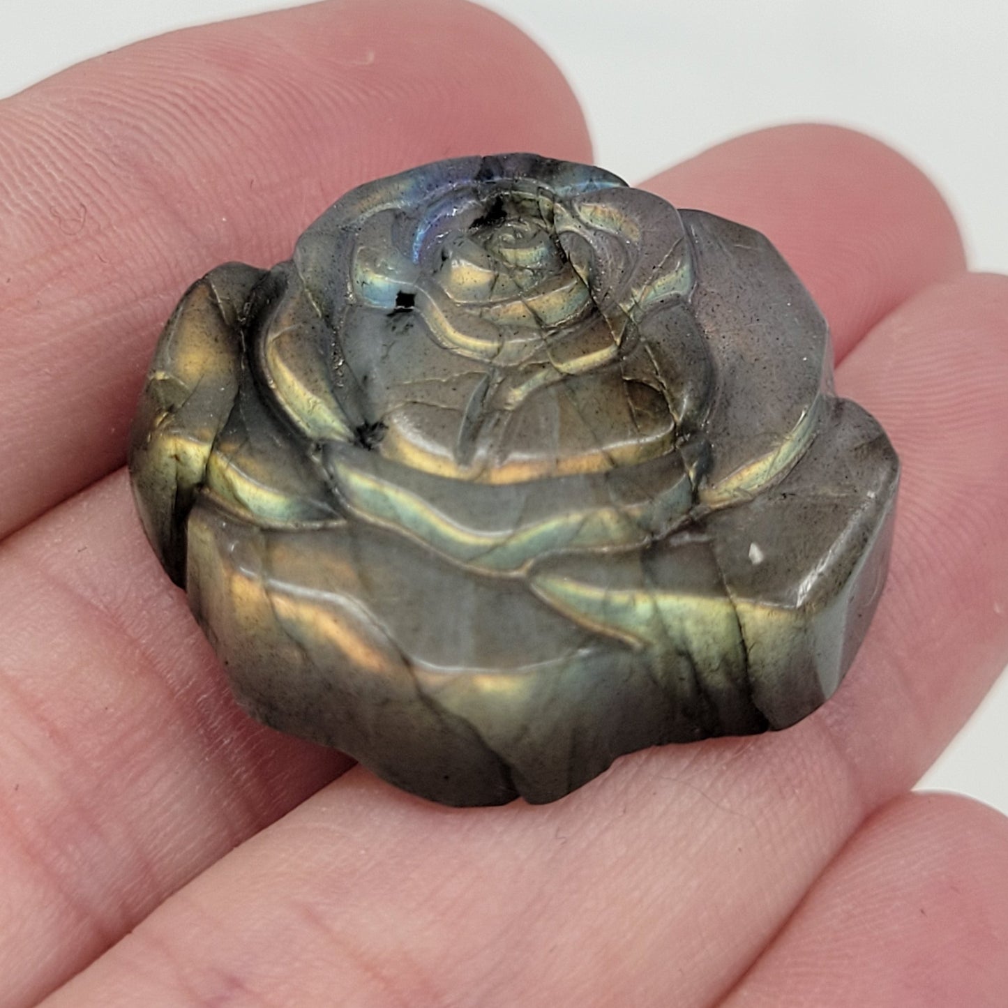 Labradorite rose carving