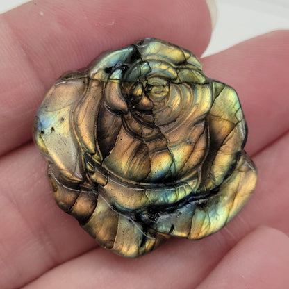 Labradorite rose carving