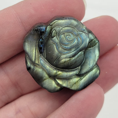 Labradorite rose carving