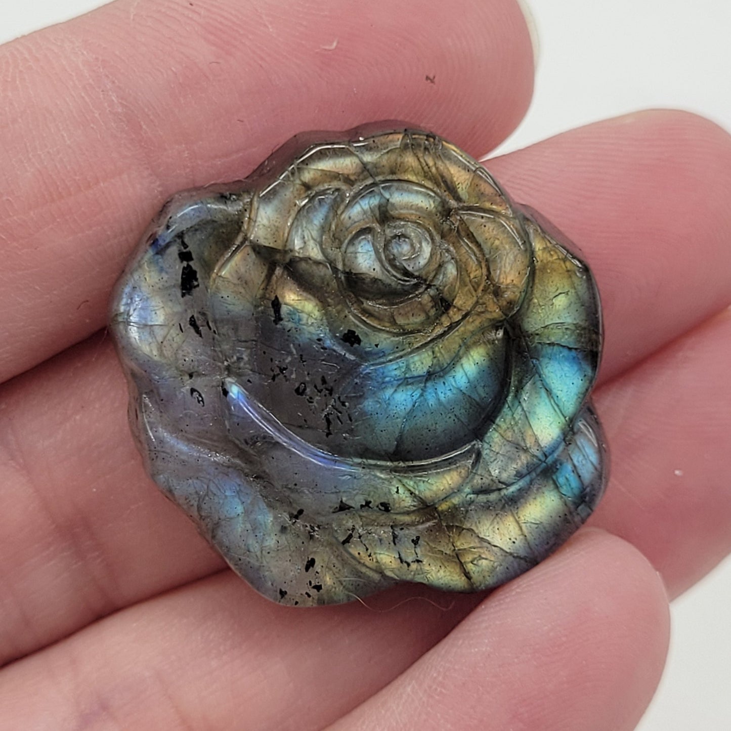 Labradorite rose carving