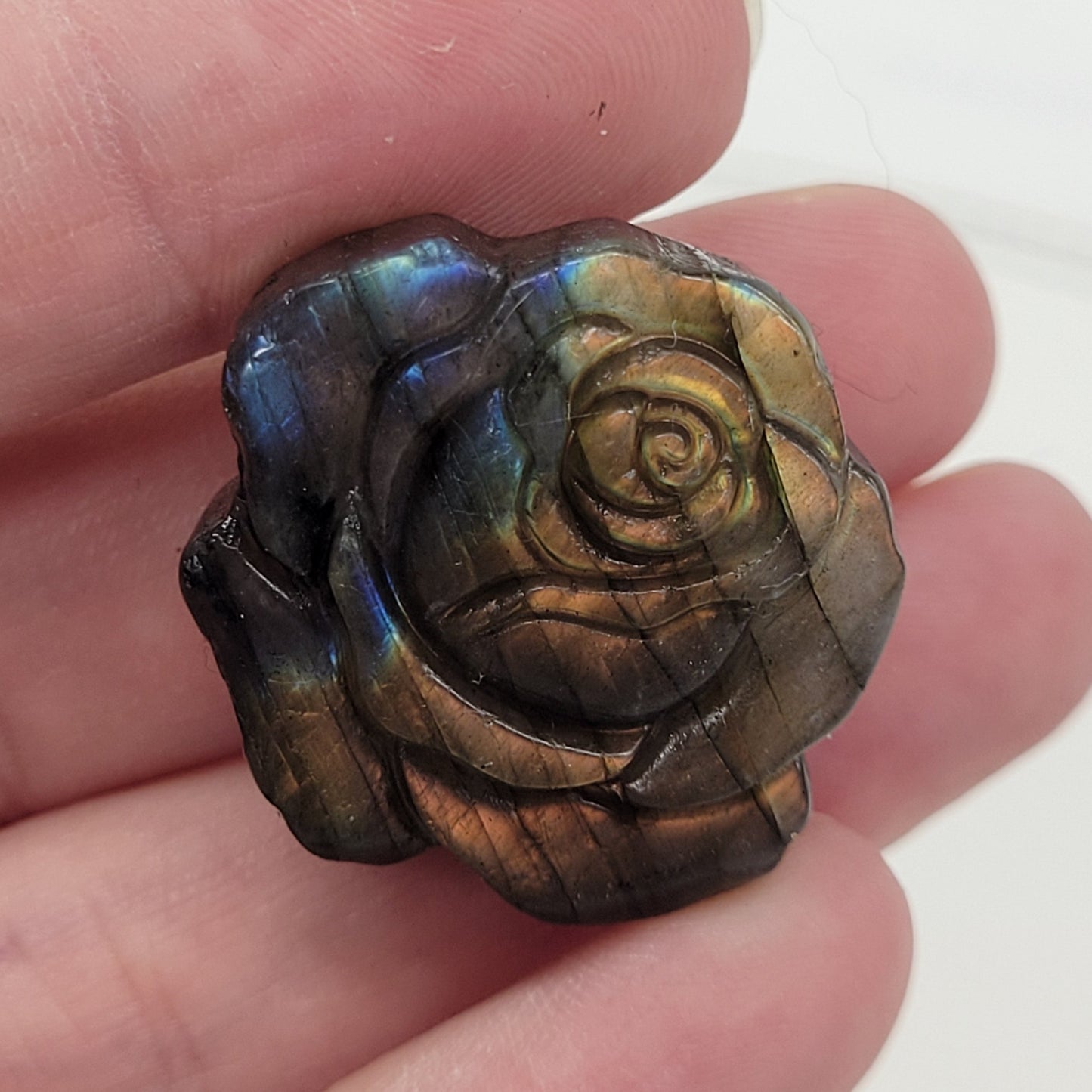 Labradorite rose carving